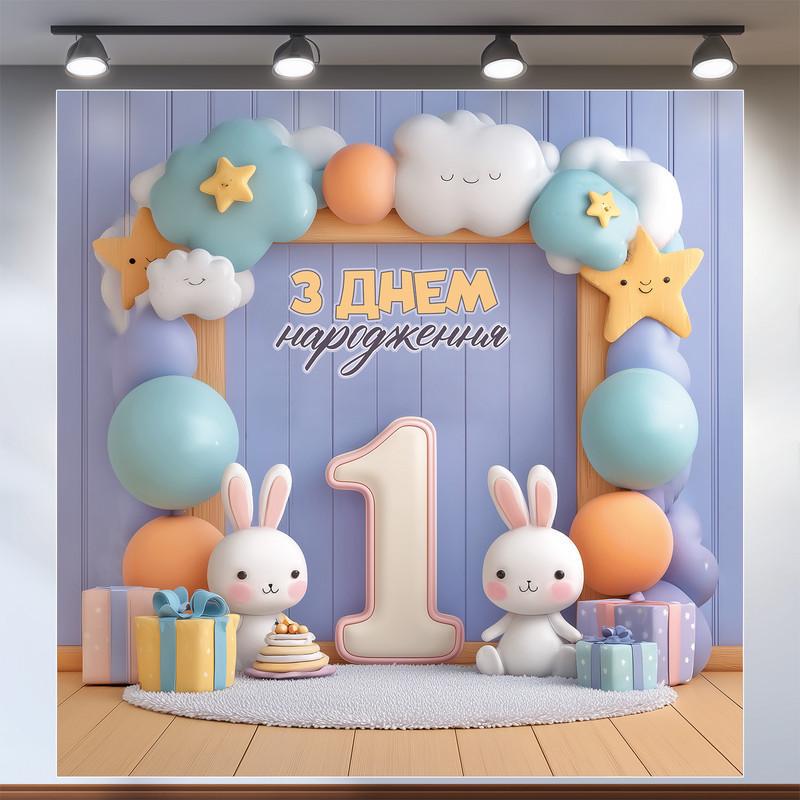 Баннер для фотозоны Мой первый День рождения 1,6х1,6 м №43182 Баннер для фотозоны Мой первый День рождения 1,6х1,6 м №43182