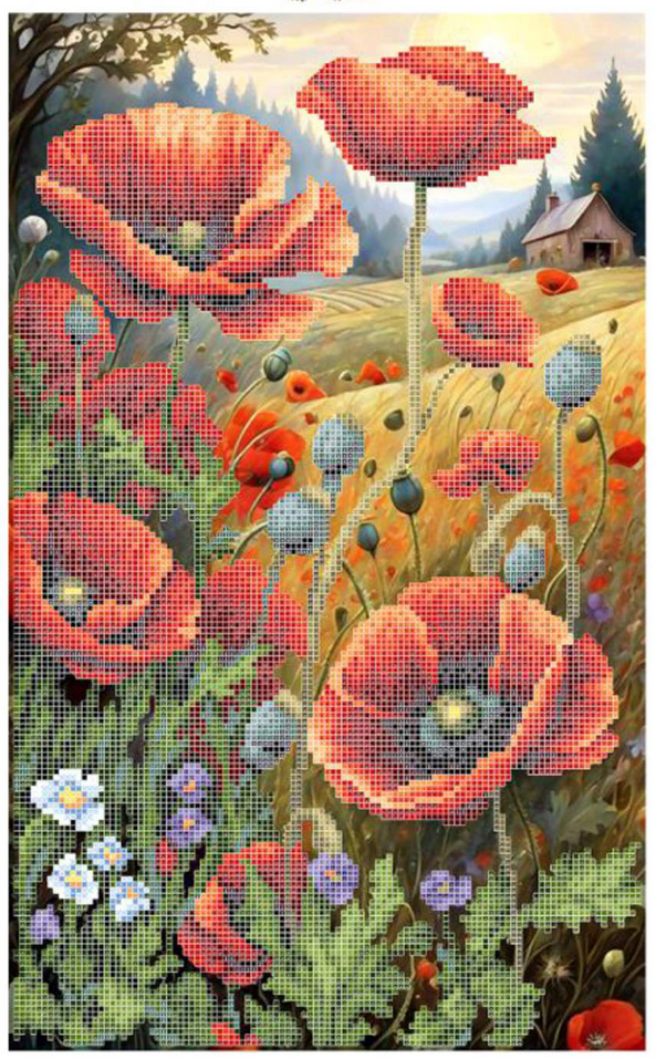 Схема для вышивки бисером Золотая Подкова Маковое поле ЗПП-037 (3444)
