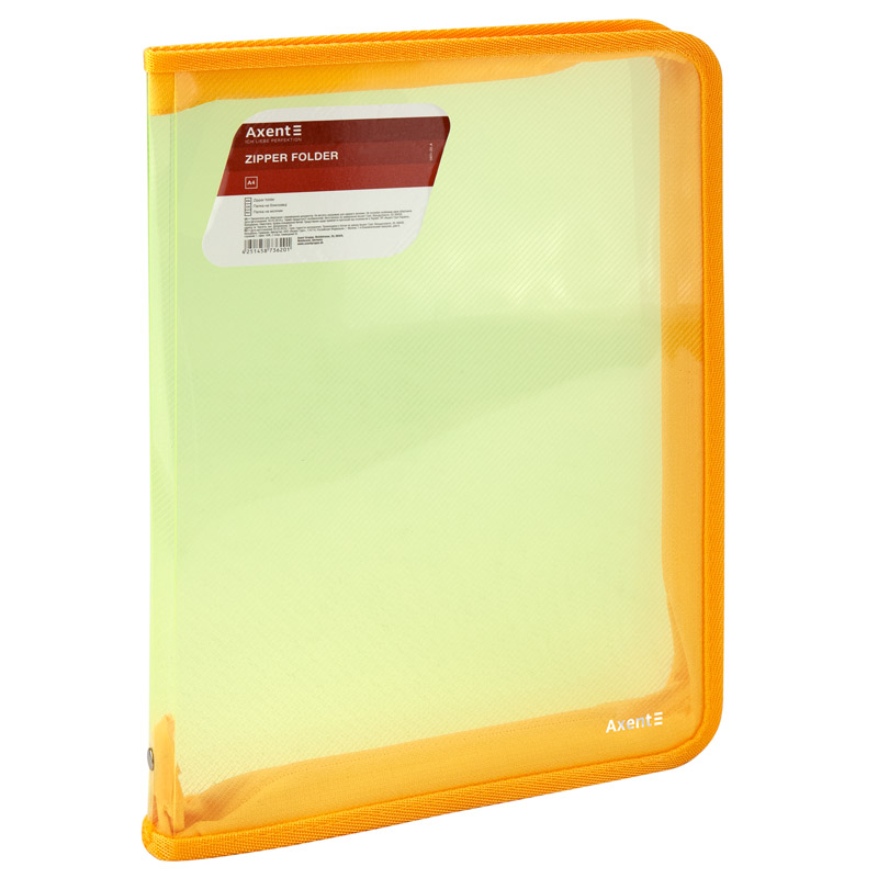 Папка объемная на молнии Axent А4 Прозрачный/Желтый (1801-25-A)