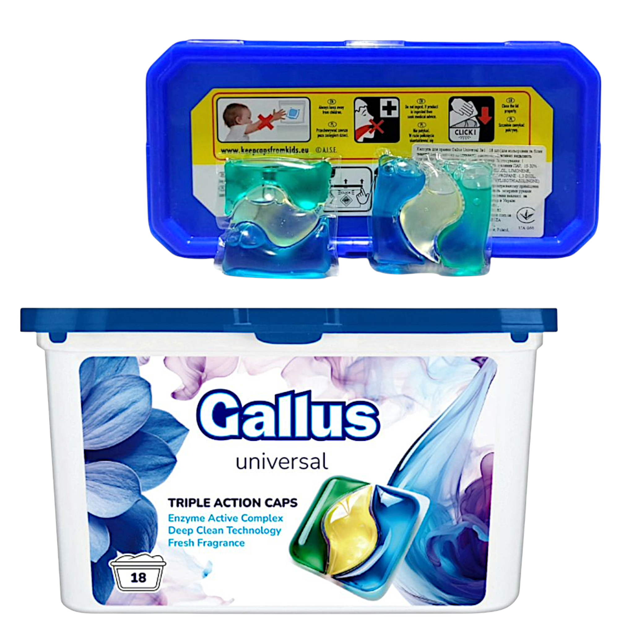 Капсулы для машинной стирки Gallus Universal 3in1 18 циклов стирки 18 шт. 270 г (303538)