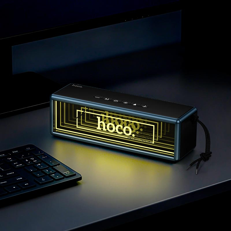 Колонка портативна Bluetooth Hoco HC40 Abyss Mirror Light Effect Black - фото 7