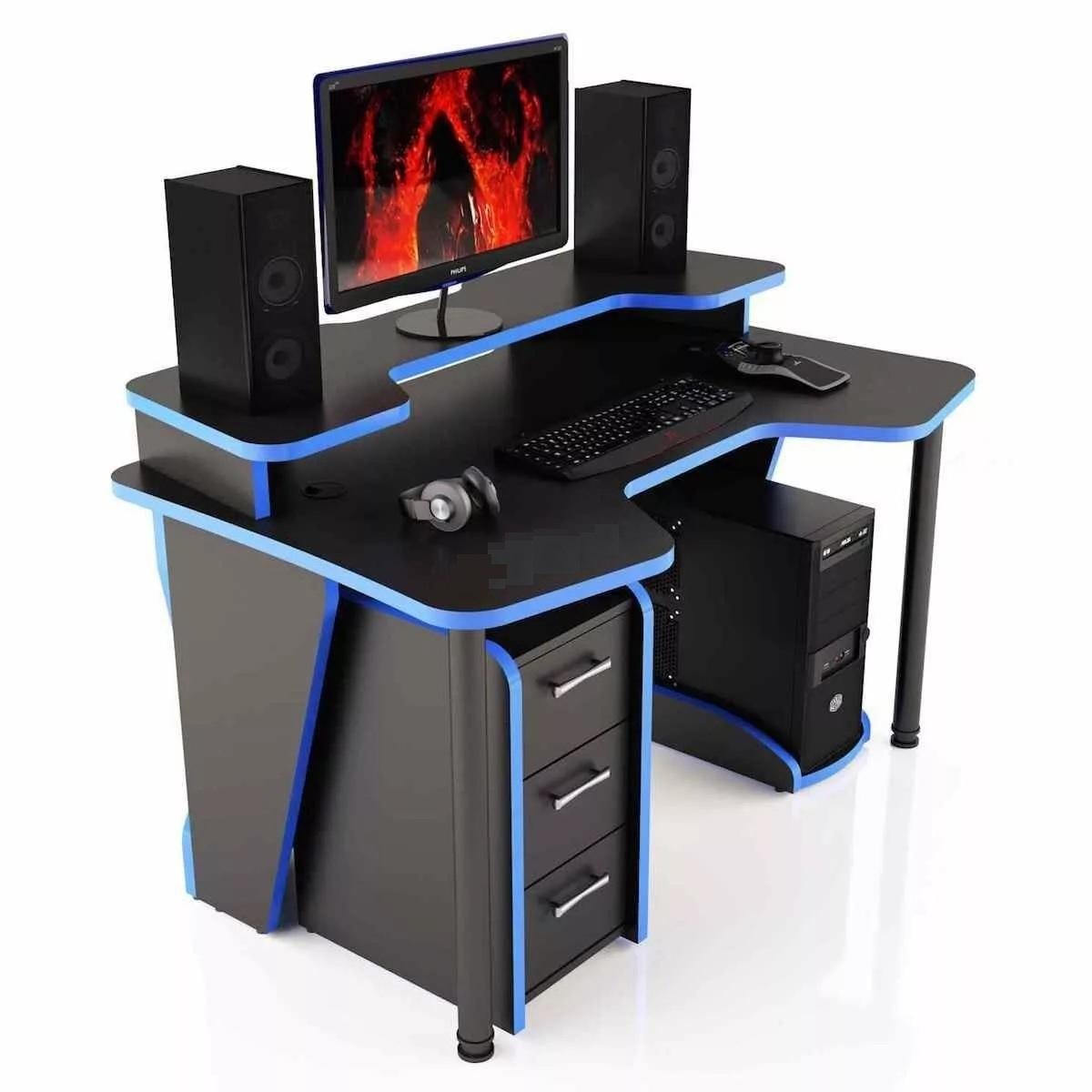 Геймерский стол COMFORT GTN12 120х87х75 см Черный с синим