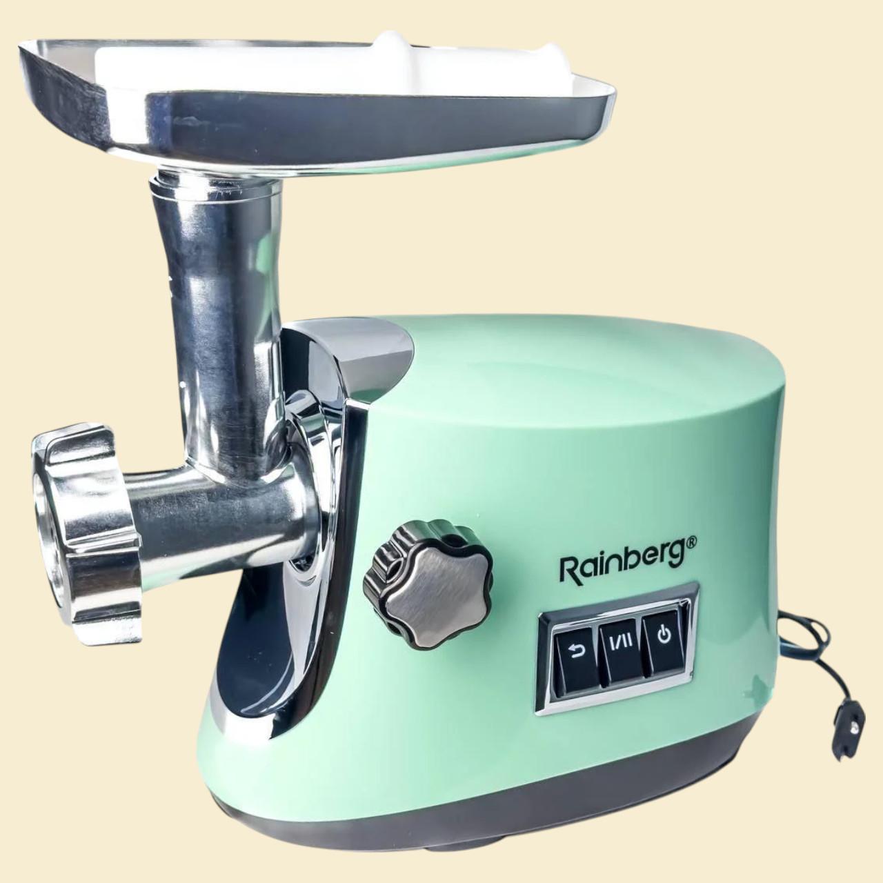 М’ясорубка електрична Rainberg RB-2272 з реверсом з металевим шнеком і насадкою для кеббе 3800 Вт Салатовий (є53)