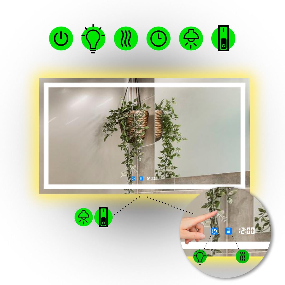 Зеркало с LED подсветкой Karnet с двумя сенсорами и часами 80x70 см (Karnet/800x700/5191/21/1) Зеркало с LED подсветкой Karnet с двумя сенсорами и часами 80x70 см (Karnet/800x700/5191/21/1)