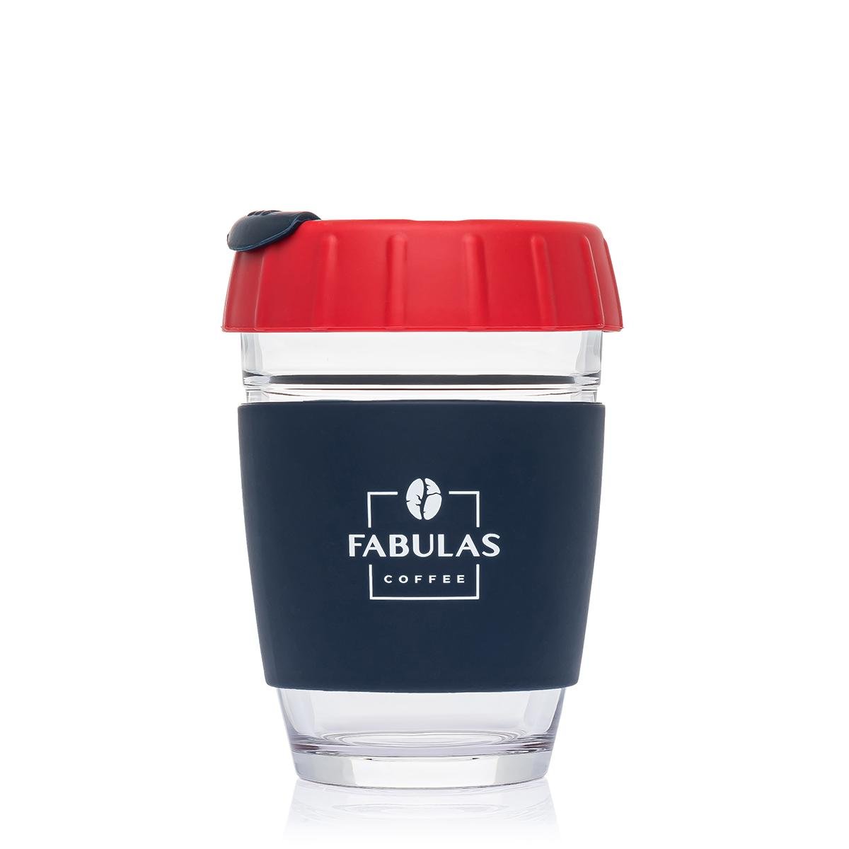 Чашка Fabulas Glass+Silicone з кришкою 340 мл Червоний/Синій (3184)