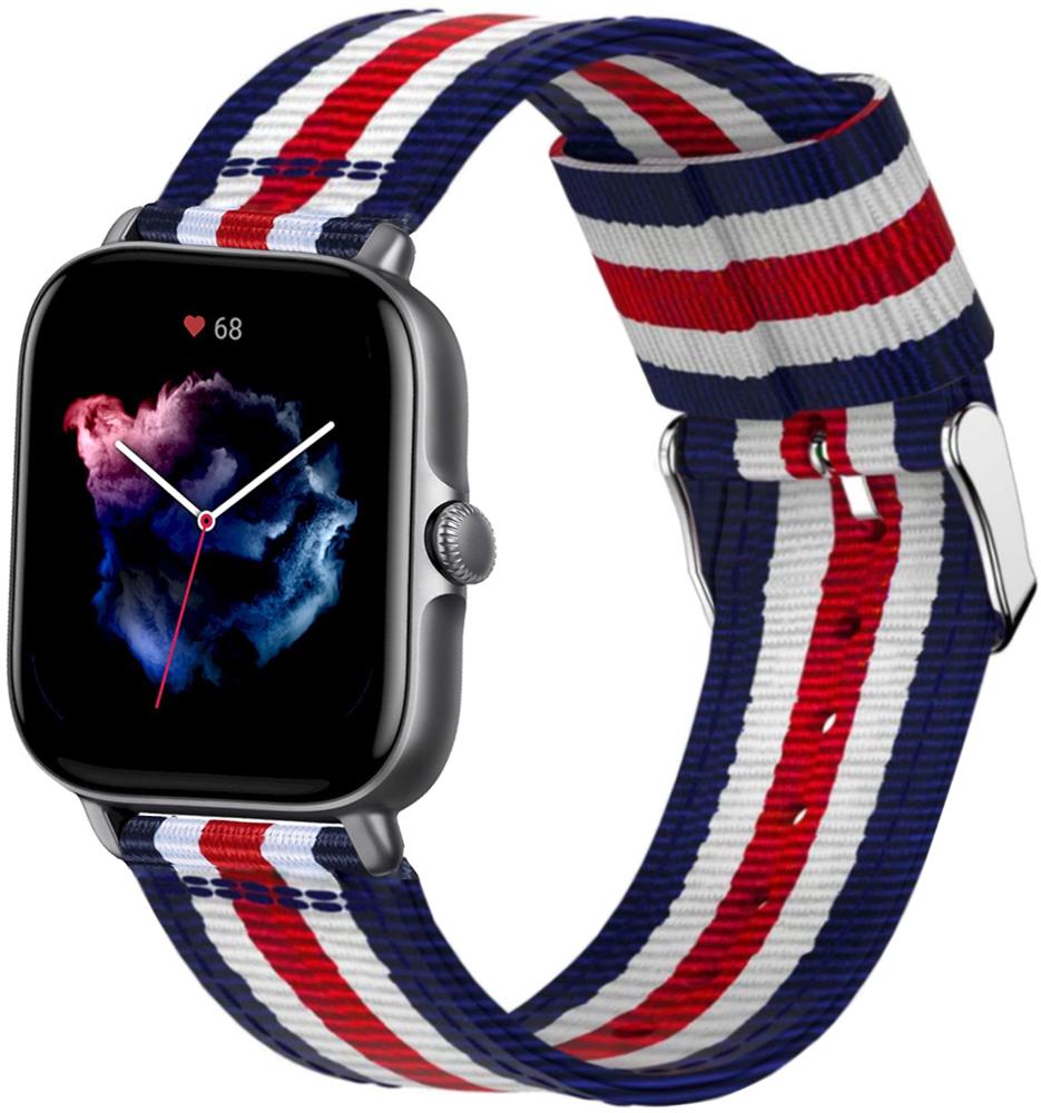 Браслет тканевый Canvas для Amazfit GTS 3 Blue/White/Red (25329)