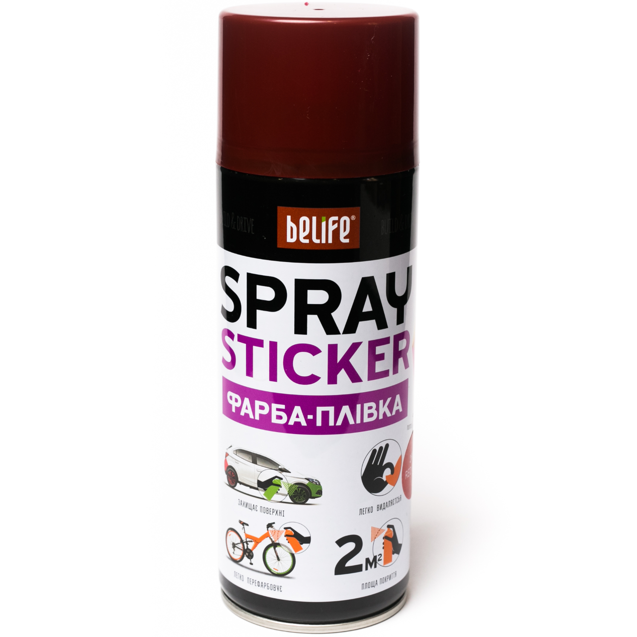 Рідка гума з ефектом металік BeLife Spray Sticker 400 мл Червоний - фото 1