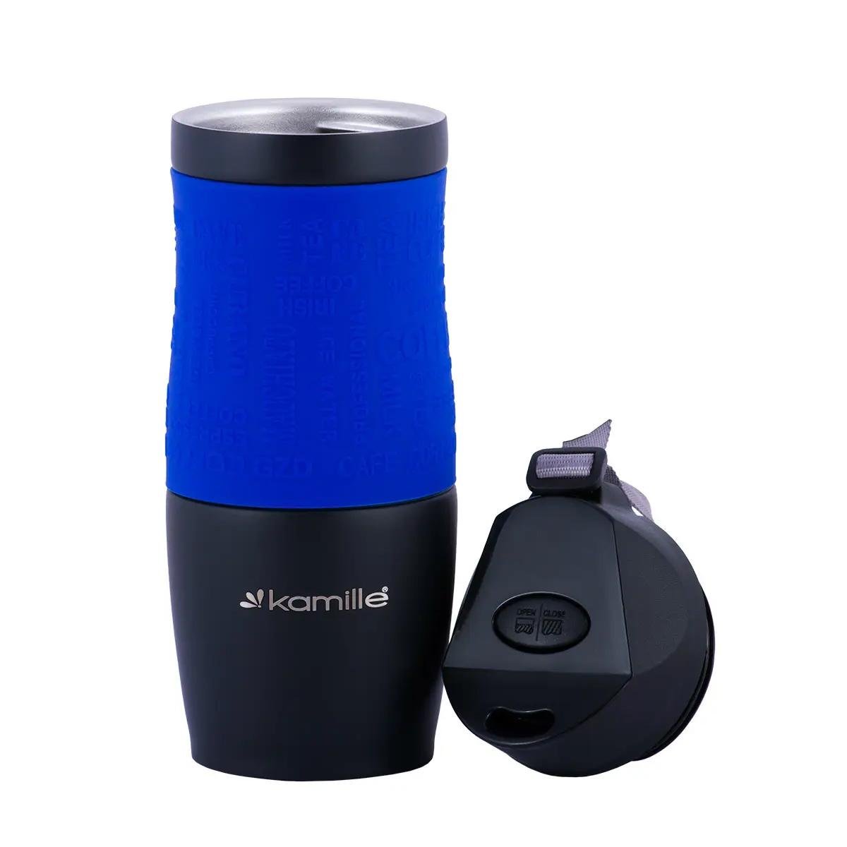 Термокружка Kamille 2052A с ремешком 380 мл Синий - фото 2 Термокружка Kamille 2052A с ремешком 380 мл Синий - фото 2