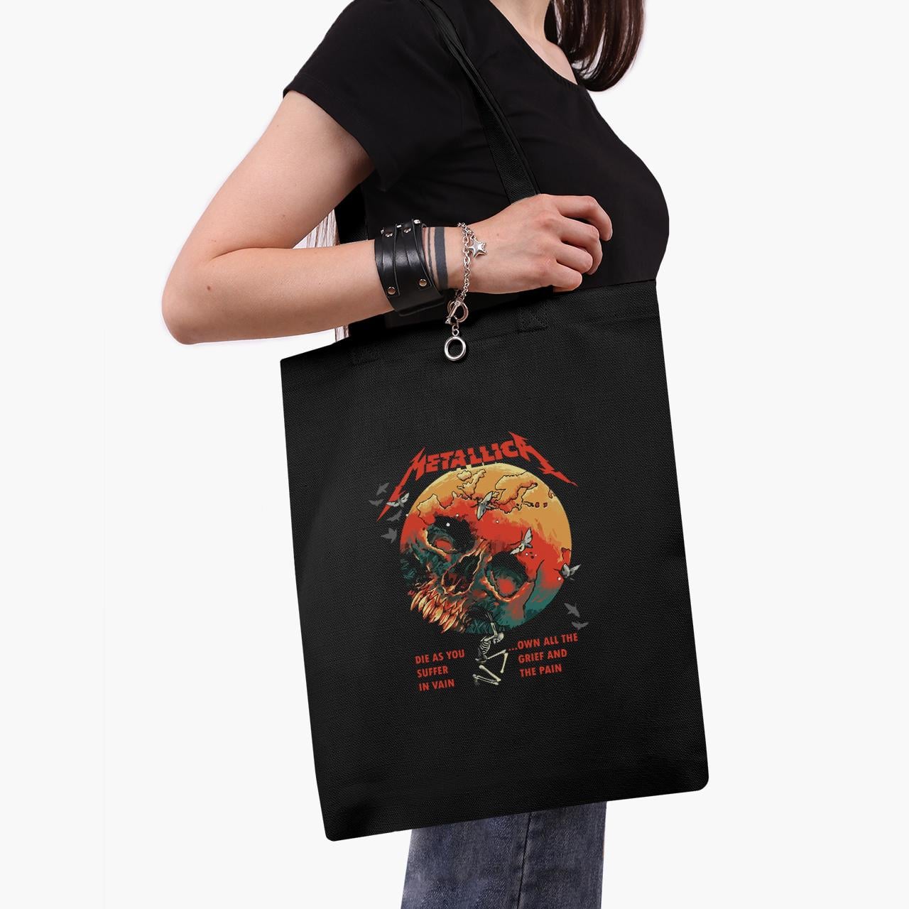 Эко сумка шоппер Metallica 41x35 см Черный (9227-2982-BK)