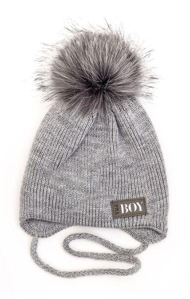 Шапка детская для мальчиков Бой D829 флис 46-50 см Светло-серый