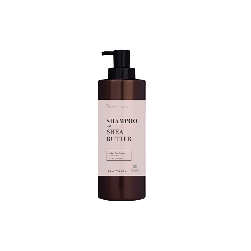 Шампунь безсульфатний з олією Ши для блиску волосся Clever Hair Cosmetics Glossy Line Shampoo With Shea Butter 1000 мл