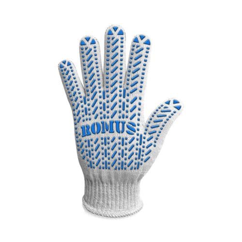 Рукавиці робочі трикотажні Romus з ПВХ вкрапленням 5-нитка 2 шт. Білий (8510R)