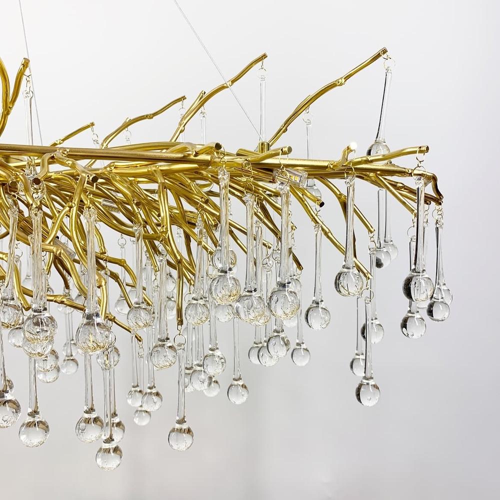 Люстра видовжена підвісна із кришталевими крапельками 100х50 см (704L GD/CL) - фото 6