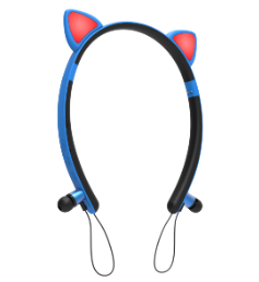 Наушники беспроводные LINX ZW-29 Cat Ear Bluetooth Design с ушками LED Голубой (SUN6577)