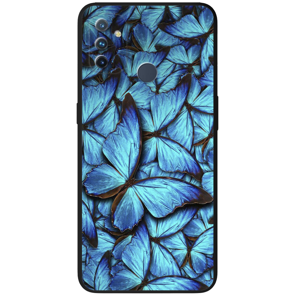 Чехол Boxface OnePlus Nord N100 лазурные бабочки Черный силикон (42753-up1550-44165)