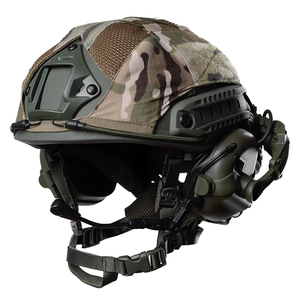 Шлем FAST SPECPROM в кавере с наушниками Earmor M32H с Чебурашками L 57-60 см Олива