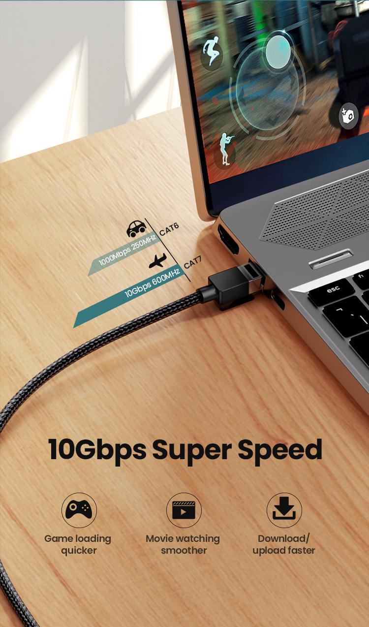 Интернет-кабель UGREEN Cat.7 F/FTP 10 Гбит/с 600 МГц POE Lan RJ45 RJ 45 0,5 м Черный (80420) - фото 10 Интернет-кабель UGREEN Cat.7 F/FTP 10 Гбит/с 600 МГц POE Lan RJ45 RJ 45 0,5 м Черный (80420) - фото 10