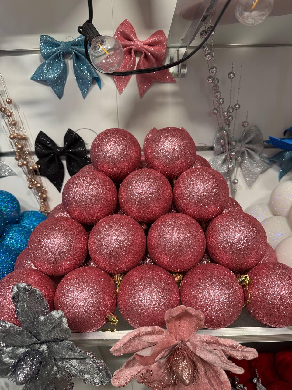 Куля новорічна глітерна 100 мм Білий/Рожевий (y0029) - фото 2 Куля новорічна глітерна 100 мм Білий/Рожевий (y0029) - фото 2