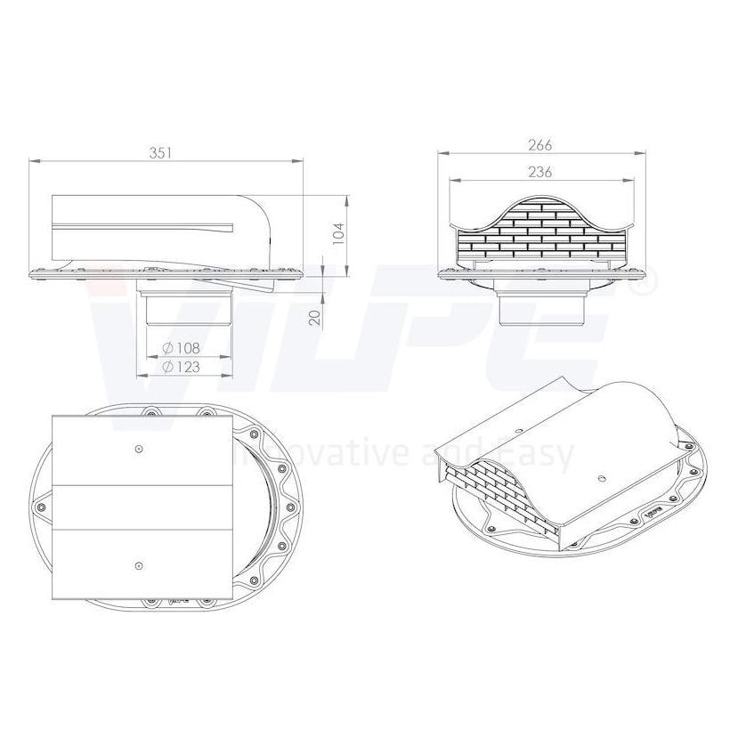 Аэратор кровельный KTV CLASSIC-Vilpe для фальцевой/битумной кровли 7024 Графитовый (30155601) - фото 2 Аэратор кровельный KTV CLASSIC-Vilpe для фальцевой/битумной кровли 7024 Графитовый (30155601) - фото 2