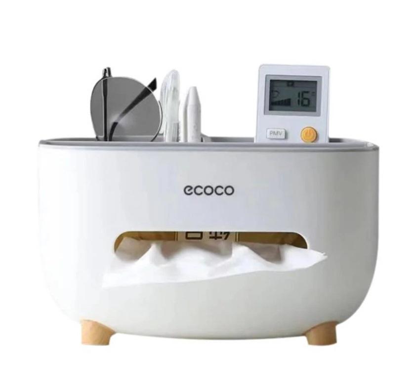 Контейнер для серветок із тримачем для телефона Tissue box Біло-сірий (AND-117)