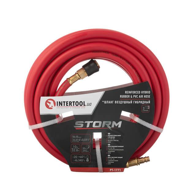 Шланг гібридний Intertool PT-1771 з латунними швидкороз'ємними з'єднаннями 20 атм 8x15 мм 10 м (9153129)