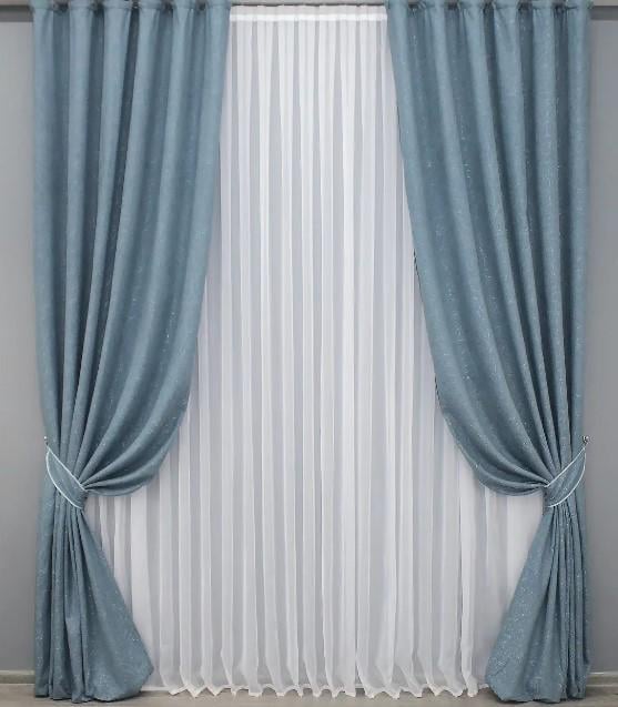 Ткань для штор лен Синий (1328ш) - фото 4