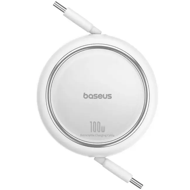 Кабель BASEUS Free2Draw Mini Retractable Charging Cable Type-C to Type-C P10364500211-00 100W 1 м White - фото 3