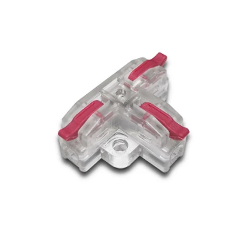 Клема прохідна Tactix 0,2-4 мм2 32А 1-2 одинарна Т-подібна 35х25,5х14,6 мм важіль кріплення 3,1 мм Червоний (T3TR)