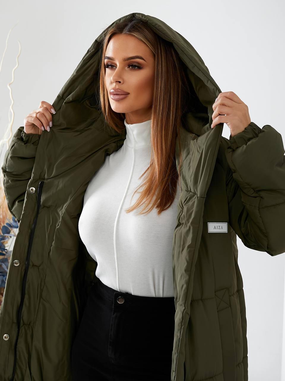Куртка-пальто зимнее длинное Аiza А520 г. 42-44 Хаки (А520_хакі 42-44) - фото 6