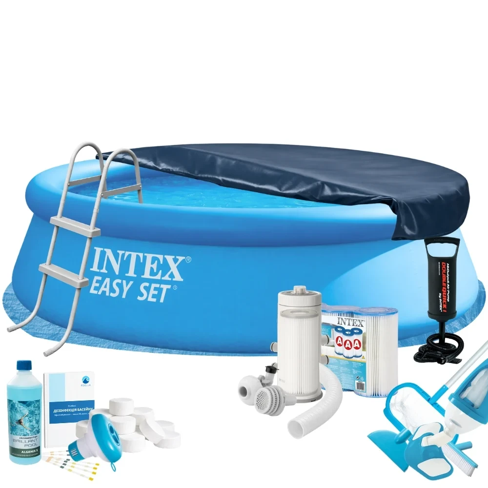 Бассейн надувной круглый Intex Easy Set 28130-11в1 MaxPro 366х76 см с аксессуарами/химией Синий (147-9-28130-11 MaxPro ) Бассейн надувной круглый Intex Easy Set 28130-11в1 MaxPro 366х76 см с аксессуарами/химией Синий (147-9-28130-11 MaxPro )