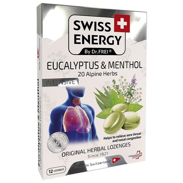 Средство противопростудное для детей Swiss Energy Herbal Lozenges Blister 20 herbs with Eucalyptus and Menthol 12 herbal lozenges (000026736)