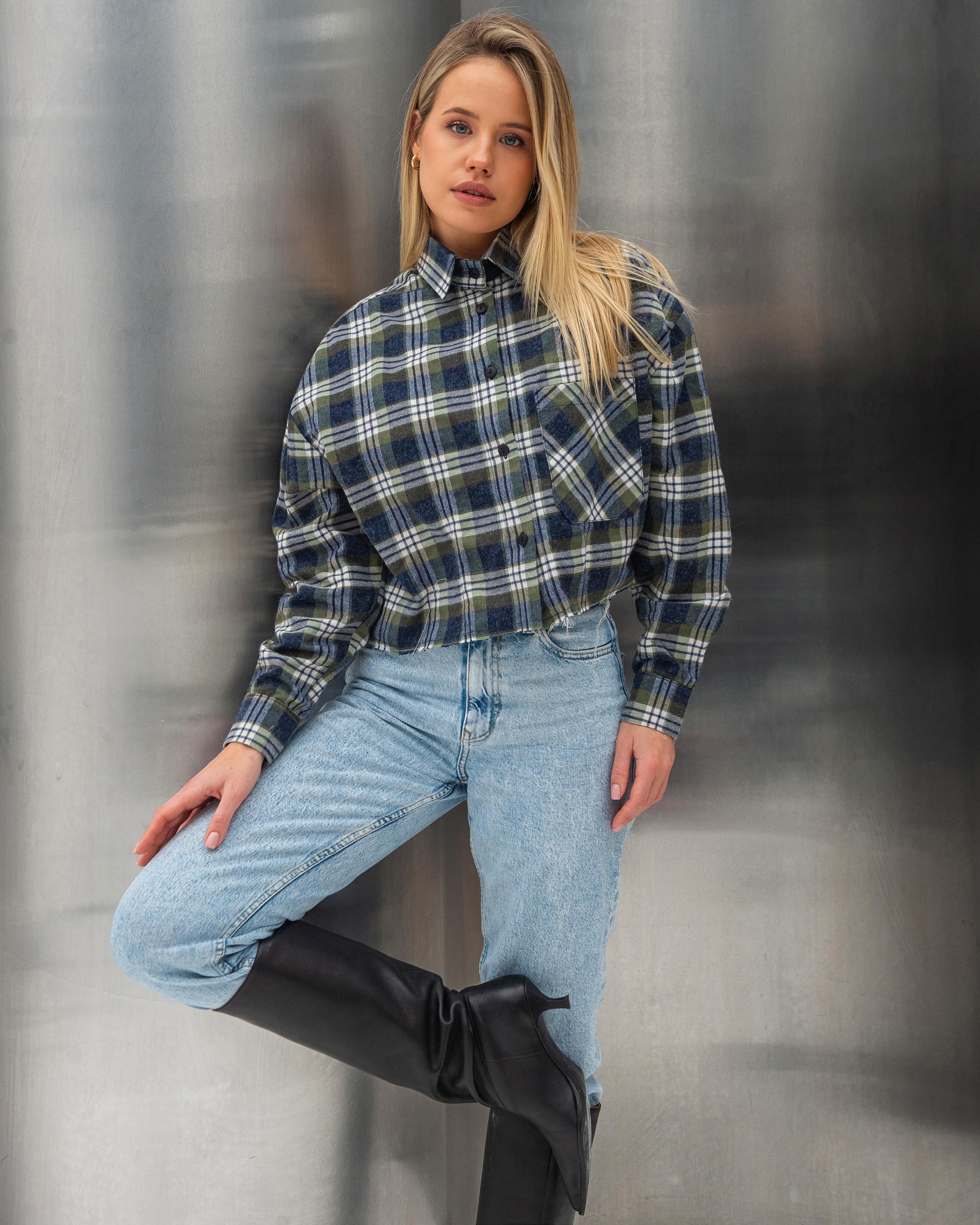 Сорочка жіноча ZF Inspire 1662 тепла коротка у клітинку L-XL Зелений (1662-Green-L-XL) - фото 5