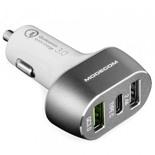 Автомобільний зарядний пристрій Modecom CU2C1-07 2,4 A 5 QC3,0/USB/Type C Port ZT-MC-CU2C1-07 White (562867)