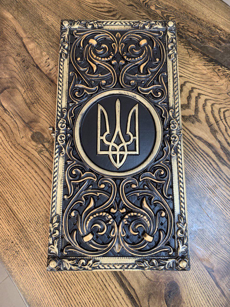 Нарды ручной работы деревянные Трезуб ясень 48 см (Н-107) Нарды ручной работы деревянные Трезуб ясень 48 см (Н-107)