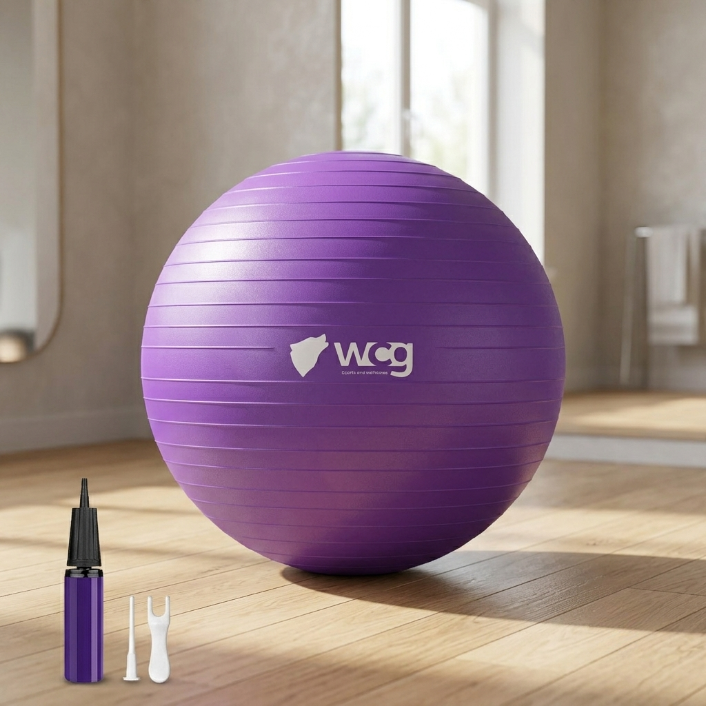 Мяч для фитнеса йоги и беременных WCG Balance Pro 65 см Anti-Burst с насосом Фиолетовый (W-FB-BP65-PUR (1)