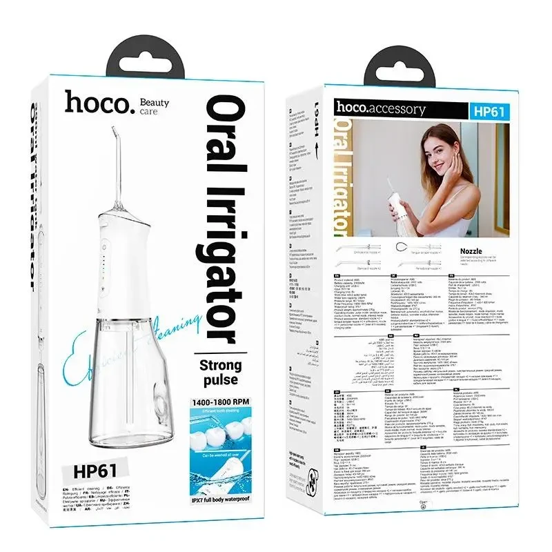Іригатор для ротової порожнини Hoco електричний 2000 mAh з резервуаром для води/5 насадок/водонепроникний (HP61) - фото 3 Іригатор для ротової порожнини Hoco електричний 2000 mAh з резервуаром для води/5 насадок/водонепроникний (HP61) - фото 3