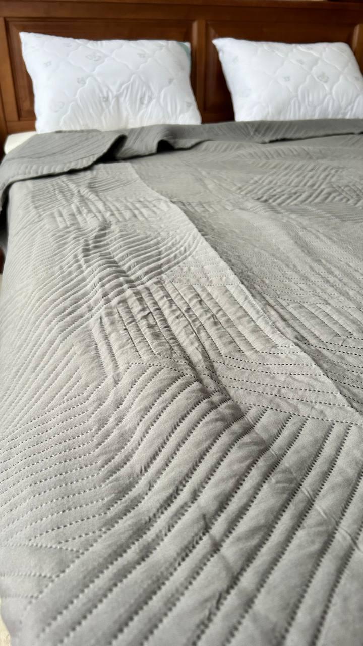 Покрывало двухстороннее Koloco стеганное хлопковое евро 200x230 см Графитовый (К5300В-2) - фото 2