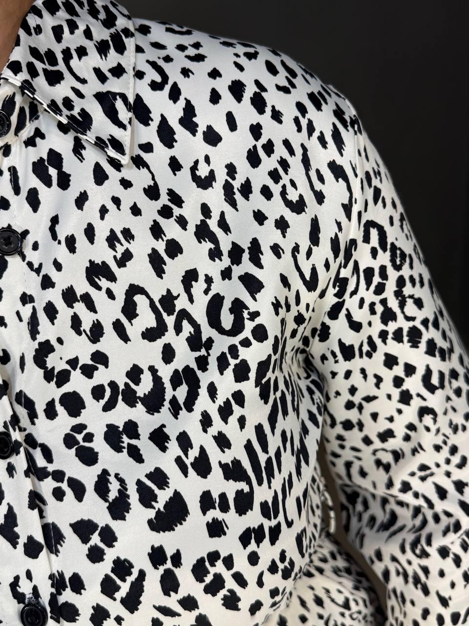 Сукня жіноча MIX RAY 4219 леопардовий принт коротка на гудзиках з пасок L Білий (1418) - фото 2 Сукня жіноча MIX RAY 4219 леопардовий принт коротка на гудзиках з пасок L Білий (1418) - фото 2