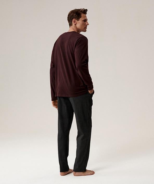 Пижама мужская Atlantic NMP-389 лонгслив/брюки хлопковая M Бордовый/Черный (2802478135) - фото 2 Пижама мужская Atlantic NMP-389 лонгслив/брюки хлопковая M Бордовый/Черный (2802478135) - фото 2
