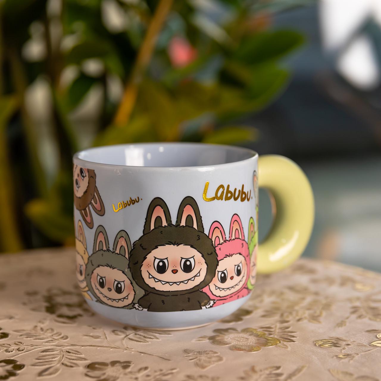 Кружка фарфоровая LABUBU Pure Happines 400 мл Голубой (FM-22D)