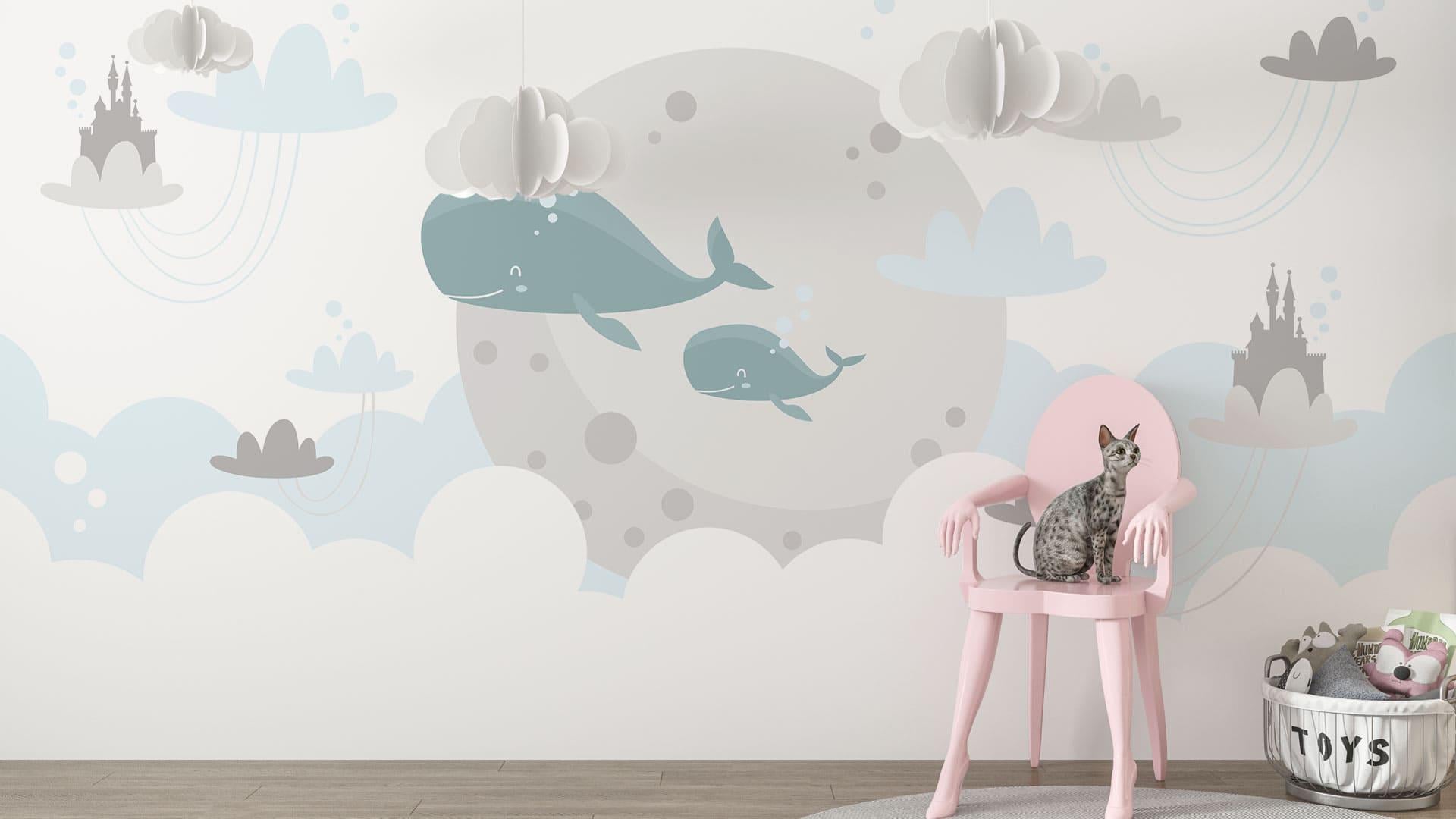 Фотообои флизелиновые Styleo Print-walls Киты в небе 0858 400х250 см (Pw-0858/4)