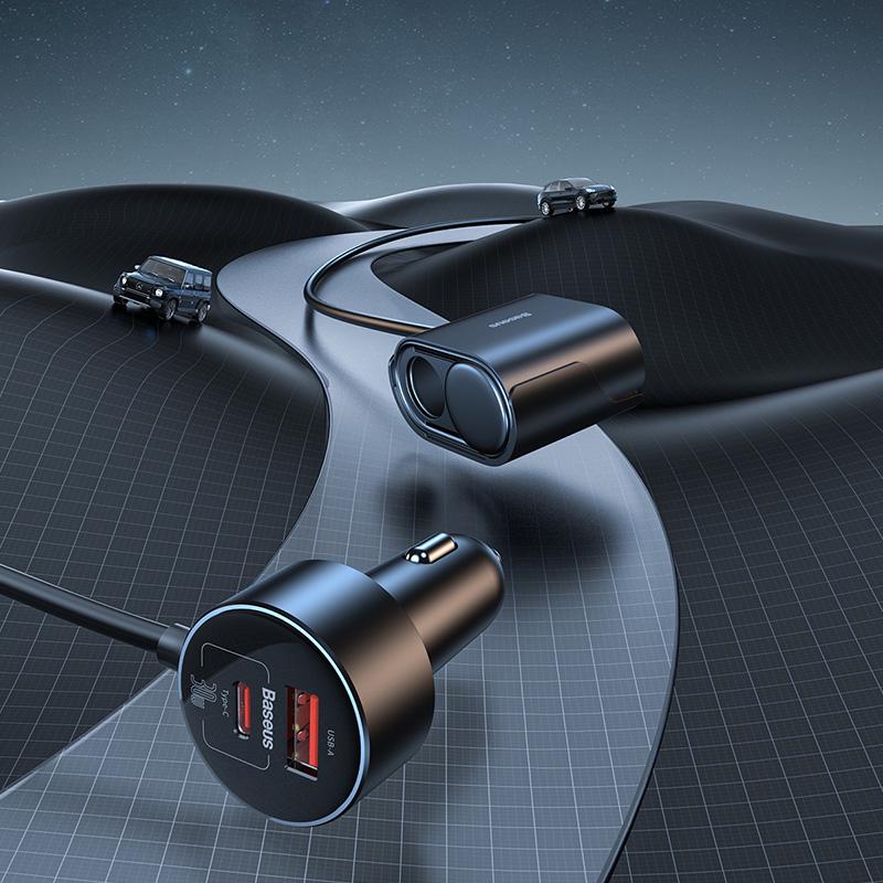 Зарядний пристрій автомобільний для BASEUS High Efficiency Pro 1-for-2 Car Cigarette Lighter 30W Cosmic Black (C00455300121-00) - фото 10 Зарядний пристрій автомобільний для BASEUS High Efficiency Pro 1-for-2 Car Cigarette Lighter 30W Cosmic Black (C00455300121-00) - фото 10