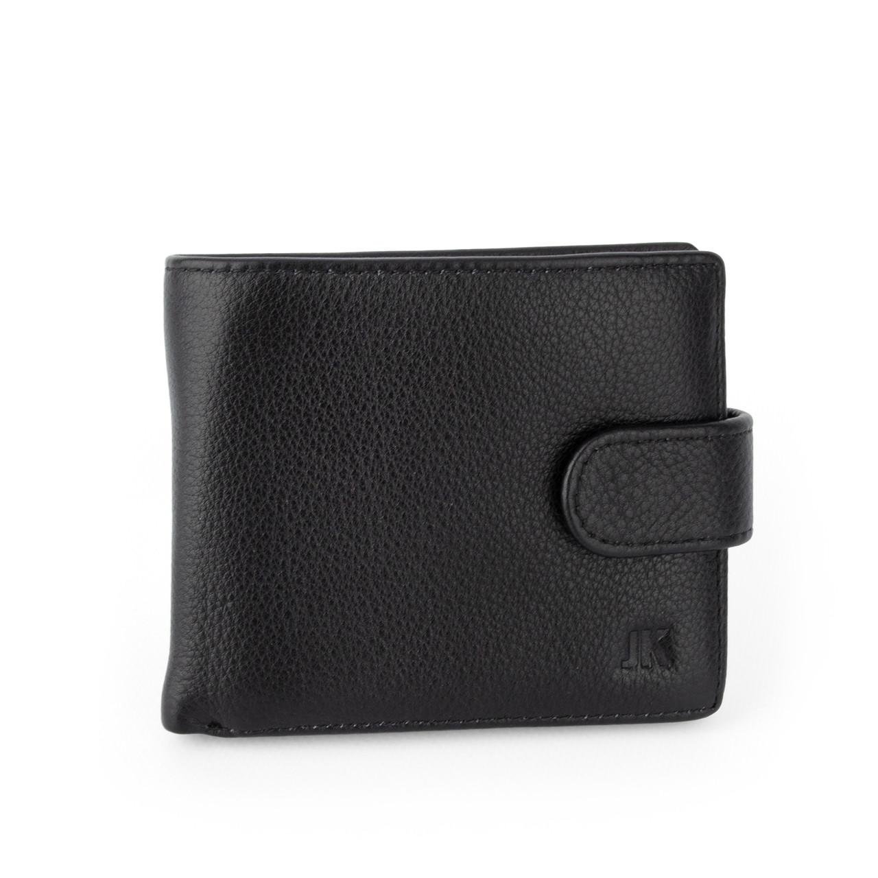 Портмоне мужское кожаное JK 004 на кнопке Черный (2773055557)
