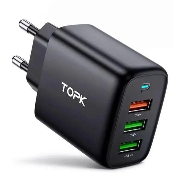 Зарядний пристрій мережевий Topk B15-A3 3xUSB 30W (12318048)