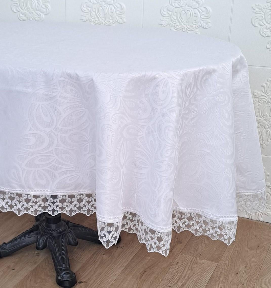 Скатерть с кружевом Masali Model 514 160x260 см ovale White (CN22399)