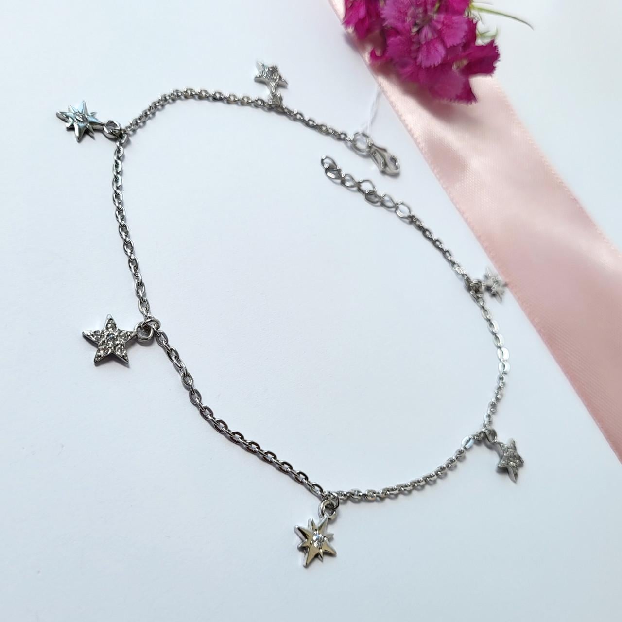 Браслет на ногу Звезды с подвесками серебро 24-27 см 925 пробы (22373нр)