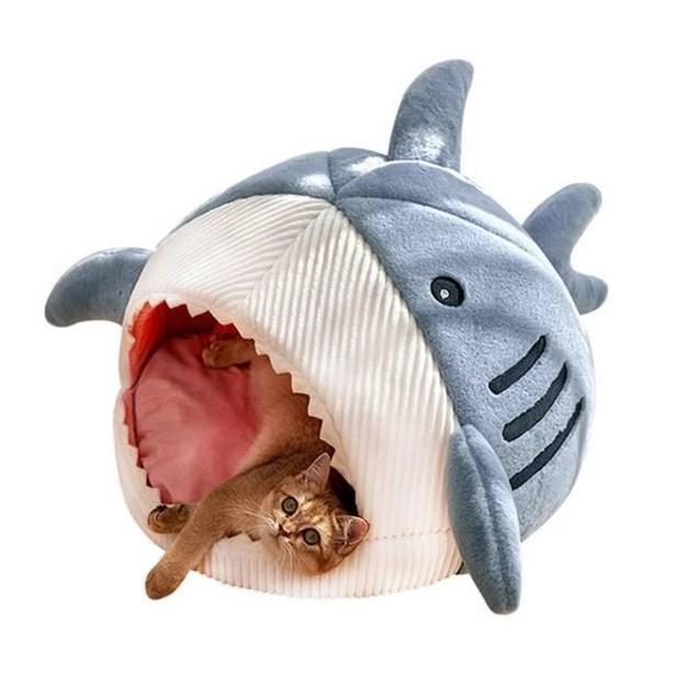 Лежанка Акула для кота/собаки 53x50x36 см Синий