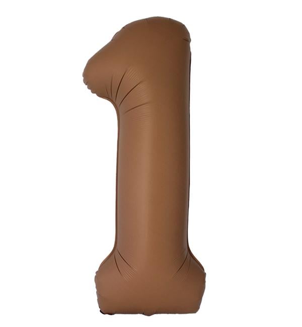 Воздушный шар Slim Flexmetal Цифра «1» 1 м Шоколадный сатин (10524)