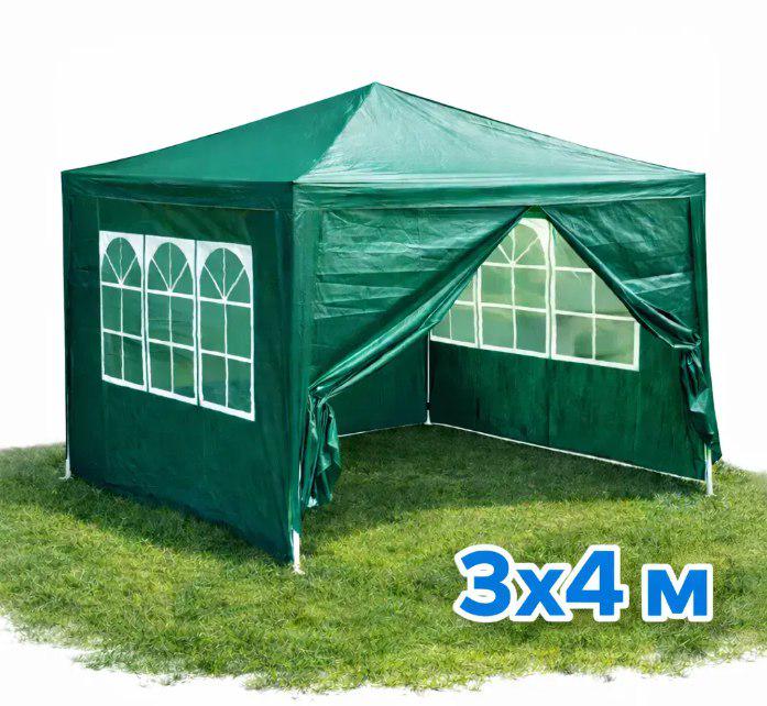 Садовый павильон 3x4x2,5 м 4 стенки с окнами Зеленый (32145346)