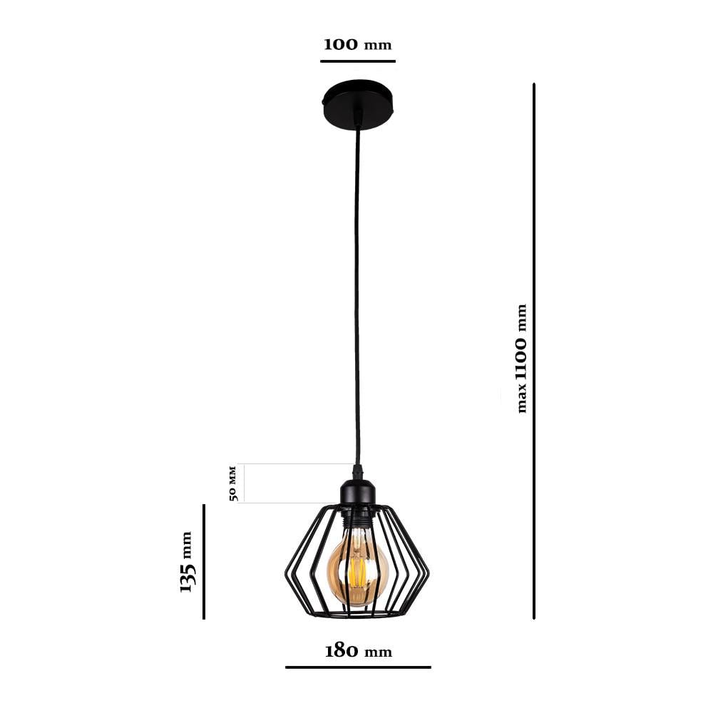 Підвісний світильник на 1 плафон 756PR108F-1 BK Чорний - фото 2 Підвісний світильник на 1 плафон 756PR108F-1 BK Чорний - фото 2